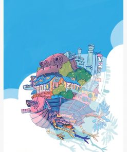Flying Castle Postcard RB2909 1 - Anime Stationery artwork Offical Anime Stationery Merch
