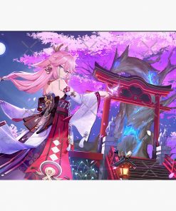 Yae Miko at the Narukami Shrine Mouse Pad RB2909 1 - Anime Stationery artwork Offical Anime Stationery Merch