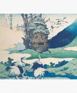 Howl's castle and japanese woodblock mashup Mouse Pad RB2909 1 - Anime Stationery artwork Offical Anime Stationery Merch