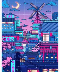 Cyberpunk Village Spiral Notebook RB2909 1 - Anime Stationery artwork Offical Anime Stationery Merch