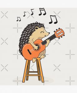Funny Hedgehog playing the guitar Greeting Card RB2909 1 - Anime Stationery artwork Offical Anime Stationery Merch