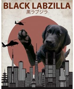 Black Labzilla - Giant Labrador Retriever Lab Dog Monster Greeting Card RB2909 1 - Anime Stationery artwork Offical Anime Stationery Merch