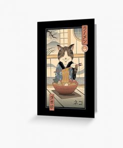 Neko Ramen Ukiyo-e Greeting Card RB2909 product Offical Anime Stationery Merch