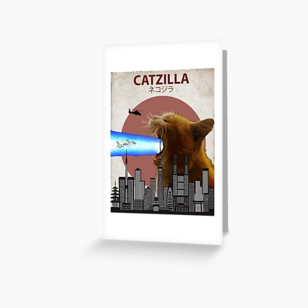 Catzilla - Giant Cat with Mouth Lasers Greeting Card RB2909 product Offical Anime Stationery Merch