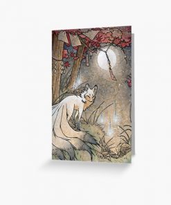 Fox & Wisps - TeaKitsune Fox Yokai Greeting Card RB2909 product Offical Anime Stationery Merch