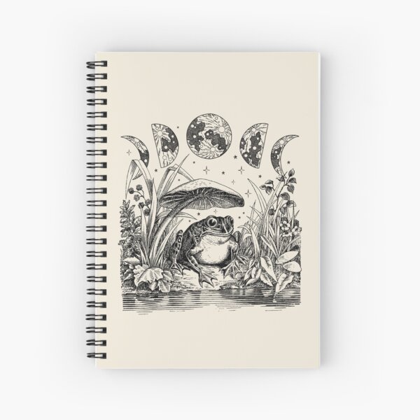 Cute Cottagecore Aesthetic Frog Mushroom Moon Witchy Vintage - Dark Academia Goblincore Witchcraft Froggy - Emo Grunge Nature Fantasy - Fairycore Toad Toadstool Pond  Spiral Notebook RB2909 product Offical Anime Stationery Merch