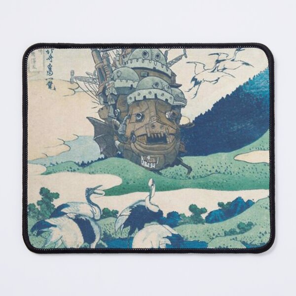 Howl's castle and japanese woodblock mashup  Mouse Pad RB2909 product Offical Anime Stationery Merch