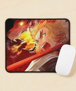 Demon Slayer Kyojuro Tiger Flame Mouse Pad 8 - Anime Stationery urmouse pad small flatlay propsquare1000x1000 4 - Anime Stationery